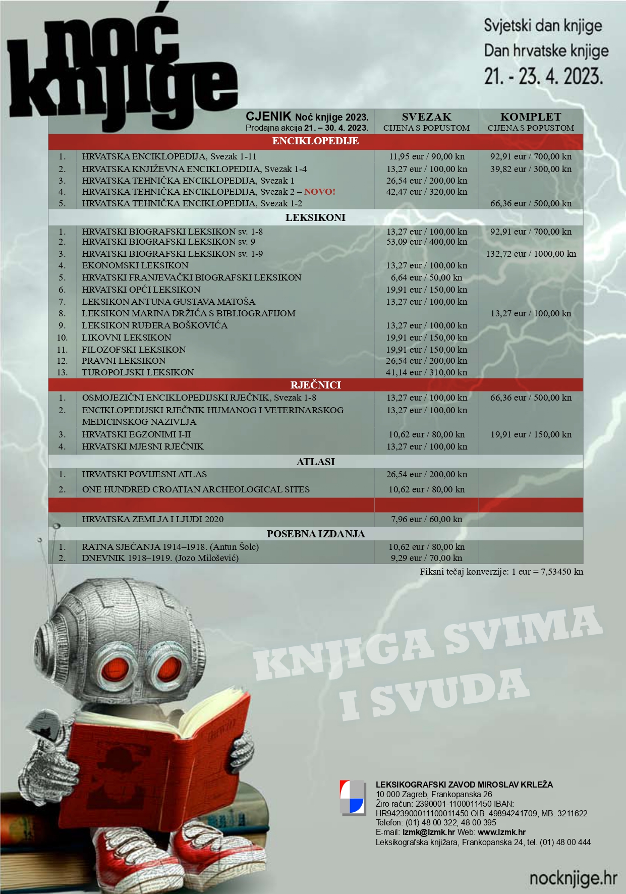 Cjenik Noc knjige 2023